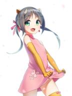 10s 1_female 1girl absurdres animal_ears armwear black_hair blush cherry_blossom clipstudiopaint clothes_lift commentary_request dadada1991 dress ears elbow_gloves etotama fang female gloves green_eyes happy high_resolution horns incredibly_cute long_hair ninnzinn ninnzinn（にんじん） ribbon safe sensitive skirt skirt_lift solo thigh-highs thighhighs tied_hair twintails uri-tan えとたま えとたま500users入り なにこれかわいい ウリたん 花守ゆみり // 1875x2500 // 1.7MB