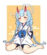 1 1girl barefoot blue_archive blue_hair blush braid chise_(blue_archive) closed_mouth commentary_request detached_sleeves flat_chest flower flower_symbol full_body general girl hair_flower hair_ornament half-closed_eyes horns japanese_clothes libsa loli long_hair onyhakase pixiv_114432308 pixiv_128093639 r-18 red_eyes sailor_collar simple_background sitting sleepy solo twin_braids twintails user_vzwj7282 very_long_hair w_sitting waraku_chise wariza white_flower white_sailor_collar wide_sleeves おすわりチセちゃん♡ ぺたん座り ブルーアーカイブ ロリ 和楽チセ 女の子 貧乳 // 680x785 // 305.7KB