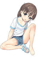 1_female 1girl 2 arms_at_sides atfbooru.ninja bangs bare_legs barefoot blue_eyes brown_hair child clavicle clothes_writing collarbone commentary commentary_request d denim denim_shorts english english_text feet female female_child female_only flat_chest foot_fetish footwear full_body general hair_between_eyes hair_bobbles hair_ornament half_updo invisible_chair ji2x jiji jiji_(aardvark) jijis-waifus knee_up legs legwear loli long_hair looking_at_viewer mature no_socks open-mouth_smile open_mouth original original_character pettanko photoshop_(medium) pinup pixiv_3911 pixiv_65844689 pov preteen q questionable safe sandals sensitive shirt shoe_removed shoes short_hair short_shorts short_sleeves shorts simple_background single_sandal single_shoe sitting smile solo spread_legs spreading t-shirt tareme tareme_eyes text text_on_clothes tied_hair toes white_background white_shirt young お巡りさんこっちです じじ らくがきまとめ キャミソール 女児服 帰ってきたロリコン 胸チラ // 788x1113 // 156.1KB