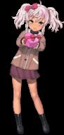 1girl coat comandante_cappellini_(kancolle) dark-skinned_female dark_skin full_body general green_eyes i-503_(kancolle) jiji_(aardvark) kantai_collection long_hair looking_at_viewer multicolored_hair official_art open_mouth pink_hair skirt smile solo streaked_hair transparent_background twintails valentine // 408x859 // 64.2KB