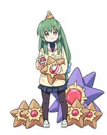 blue_ribbon clannad fuko_ibuki_(clannad) green_hair looking_at_viewer party_hat pokeball pokemon starmie white_background // 718x900 // 73.3KB
