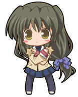 blue_ribbon chibi clannad fuko_ibuki_(clannad) green_hair looking_at_viewer star white_background // 483x600 // 84.4KB