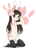 1_female 1girl animal_ears arms_up bikini black_eyes black_hair bunny_ears bunny_pose child ears female flat_chest high_resolution kneeling legwear loli long_hair navel original original_character pixiv_170645 pixiv_7962551 questionable rabbit_ears safe sasa_(pixiv) sasapuro shouji_ayumu smile solo stomach swimsuit swimsuits swimwear thigh-highs thighhighs young うさぎさん② うさ耳 小路あゆむさん // 900x1200 // 266.6KB