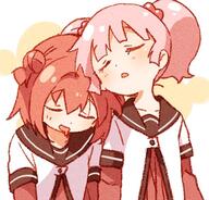 2_females 2girls akaza_akari bodily_fluids closed_eyes collarbone commentary_request double_bun drooling eyes_closed female general hair_bobbles hair_bun hair_ornament hair_tie mature multiple_females multiple_girls namori nanamori_school_uniform open_mouth pink_hair red_hair safe sailor_uniform saliva school_uniform schoolgirl_uniform sensitive serafuku single_hair_bun sleeping tied_hair twintails uniform yoshikawa_chinatsu yuru_yuri // 595x570 // 71.7KB