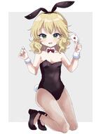 1girl ace_(playing_card) animal_ears bare_shoulders black_leotard black_shoes blonde_hair border bow bowtie breasts card cleavage collar collarbone detached_collar dot_nose double-parted_bangs fake_animal_ears fake_tail fishnet_pantyhose fishnets full_body green_eyes grey_background hairband highres holding holding_card idolmaster idolmaster_cinderella_girls leotard looking_at_viewer open_mouth outside_border pantyhose playboy_bunny playing_card rabbit_ears rabbit_tail red_bow red_bowtie remiri_nicoeli sakurai_momoka sensitive shoes simple_background small_breasts solo strapless strapless_leotard tail wavy_hair white_border white_collar white_wrist_cuffs wrist_cuffs // 1536x2048 // 240.6KB