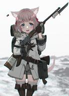 1_female 1girl animal_ears antique_firearm axe backpack bag bayonet belt blue_eyes blurry blurry_background boots casing_ejection cat_ears chromatic_aberration commentary ears female female_focus firearm firelock flintlock footwear fur fur_trim gloves gun hatchet hatchet_(axe) heavy_chromatic_aberration holding holding_gun holding_object holding_weapon jacket legwear lever_action oota_youjo original ota_yojo peabody_action pixel-perfect_duplicate pouch questionable rifle safe sensitive shell_casing short_hair short_shorts shorts snow solo spencer_rifle steam tail thigh-highs thigh_boots thighhighs weapon zettai_ryouiki オリジナル スペンサー銃 太田幼女 女の子 猫耳 銃剣 雪原の狩人 // 2002x2757 // 511.5KB