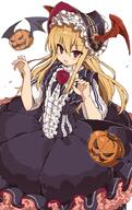 1_female 1girl bat bat_(animal) bat_wings bats blonde blonde_hair blush bonnet center_frills claw_pose commentary commentary_request dress ears fang female flower frilled_dress frilled_headband frilled_skirt frilled_sleeves frills gothic_lolita hair_between_eyes hair_ornament head_wings headband jack-o'-lantern lingerie lolita_fashion long_hair looking_at_viewer male mature murakami_meishi open_mouth petticoat pointed_ears pointy_ears pov puffy_sleeves purple_dress questionable rage_of_bahamut red_eyes red_flower red_rose rose s safe sensitive shingeki_no_bahamut skirt smile solo_focus vampy wings // 627x996 // 153.4KB