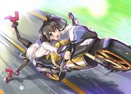 anthropomorphism armadillo-tokage bodily_fluids brown_eyes brown_hair ground_vehicle kantai_collection motor_vehicle motorcycle satou_daiji school_uniform seifuku tears thigh-highs thighhighs tokitsukaze_(kancolle) tokitsukaze_(kantai_collection) uniform vehicle // 4872x3506 // 1.0MB