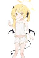 01 1girl 2d_art black_horns black_ribbon black_tail black_wings blonde_hair bloomers blue_archive bluearchive blush bunny_girl camisole collarbone demon_girl demon_horns demon_tail demon_wings drawers feet_out_of_frame hairband halo horns ibuki_(blue_archive) large_variant_set loli looking_at_viewer low_wings open_mouth pixiv_116326614 pixiv_193686 r-18 ribbon sensitive sleeveless smile solo standing tail tanga_ibuki underwear v variant_set white_background white_bloomers white_camisole wings yasunao yasunao_(yasunao-z) yellow_eyes yellow_halo 【月300円】きせかえイブキちゃん きせかえイブキちゃん きせかえイブキちゃん（静止画） すじ やすなお イブキ(ブルーアーカイブ) ドロワーズ バニーガール ブルーアーカイブ ロリ 丹花イブキ // 2133x3200 // 670.0KB