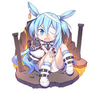 1girl animal_ears bad_link bandaid bandaid_on_knee bandaid_on_leg blue_eyes blue_hair blue_socks chibi fred04142 full_body general hair_between_eyes highres little_witch_nobeta long_hair monica_(little_witch_nobeta) official_art one_eye_covered open_mouth sharp_teeth shoes simple_background socks solo teeth very_long_hair white_background white_shoes // 1400x1400 // 444.2KB