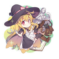 1girl bad_link bare_arms blonde_hair blush book boots brown_boots candle cape chibi closed_mouth dot_nose dress flat_chest fred04142 full_body general gloves hair_between_eyes hat hat_ribbon highres knee_boots light_smile little_witch_nobeta long_hair looking_at_viewer nobeta official_art phyllis_(cat)_(little_witch_nobeta) phyllis_(little_witch_nobeta) purple_hat red_eyes ribbon simple_background sleeveless sleeveless_dress solo statue striped_clothes striped_dress thighhighs vertical-striped_clothes vertical-striped_dress very_long_hair white_background white_gloves witch witch_hat zettai_ryouiki // 1400x1400 // 413.4KB