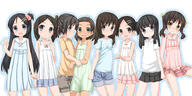 6+girls black_eyes black_hair blue_eyes brown_eyes brown_hair clothing dark_skin dress female flat_chest group hair_ornament hairclip legwear loli long_hair multiple_females multiple_girls original safe short_hair shorts shouji_ayumu skirt smile young // 2000x1000 // 1.2MB