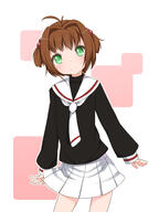 1990s_(style) 1_female 1girl 90s ahoge blush brown_hair card_captor_sakura cardcaptor_sakura child female green_eyes hair_bobbles hair_ornament high_resolution highres kadokawa_shoten kinomoto_sakura mature safe school_uniform short_hair short_twin_tails short_twintails shouji_ayumu skirt smile solo tied_hair tomoeda_elementary_school_uniform twin_tails twintails uniform young // 1500x2000 // 626.0KB