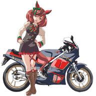 1girl animal_ears boots brown_eyes brown_footwear brown_hair clothing cross-laced_footwear d female footwear full_body general ground_vehicle hal-py horse_ears horse_girl horse_tail knee_boots lace-up_boots long_sleeves looking_at_viewer medium_hair motor_vehicle motorcycle multicolored_hair nice_nature_(uma_musume) nice_nature_(umamusume) open-mouth_smile open_mouth s shirt simple_background smile solo streaked_hair suzuki_(company) suzuki_rg400 tail tied_hair twintails uma_musume_-_pretty_derby umamusume vehicle white_background white_shirt // 900x900 // 449.5KB