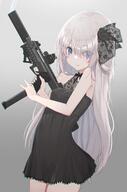 1girl absurdres anaglyph anime-pictures.net bangs bare_shoulders black_dress blue_eyes blush chromatic_aberration commentary_request dress eyebrows_visible_through_hair fringe girl glock glock18c glock_18c gradient gradient_background grey_background gun hair_over_one_eye handgun holding holding_gun holding_weapon lace loli long_hair looking_at_viewer magazine_(weapon) mole mole_under_eye oota_youjo original ota_yojo pistol pout questionable reloading safe sensitive short_dress silver_hair simple_background single sleeveless sleeveless_dress smoking_gun solo standing suppressor t tall_image weapon weapon_request white_hair む！ オリジナル ミリタリー 太田幼女 女の子 // 3059x4607 // 5.5MB