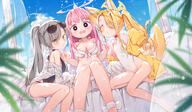 3girls above-cleavage_cutout animal_ears bare_shoulders barefoot bikini black_eyes black_one-piece_swimsuit blonde_hair blue_archive breasts casual_one-piece_swimsuit chinese_commentary cleavage closed_mouth clothing_cutout commentary_request covered_navel cross_halo empty_eyes eyewear_on_head feathered_wings fox_ears fox_girl fox_tail fred04142 frilled_bikini frills grey_hair grey_halo halo highleg highleg_one-piece_swimsuit highres jacket large_breasts long_hair long_sleeves looking_at_viewer low_wings mika_(blue_archive) mika_(swimsuit)_(blue_archive) multiple_girls nagisa_(blue_archive) nagisa_(swimsuit)_(blue_archive) one-piece_swimsuit open_mouth partial_commentary pink_eyes pink_hair pink_halo ponytail seia_(blue_archive) seia_(swimsuit)_(blue_archive) sensitive side_ponytail sitting sleeves_past_fingers sleeves_past_wrists small_breasts smile sunglasses swimsuit tail tea_party_(blue_archive) toes visor_cap white_bikini white_one-piece_swimsuit white_wings wings yellow_eyes yellow_halo yellow_jacket yellow_visor // 2000x1167 // 1.9MB