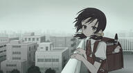 1girl architecture ascot backpack bag black_hair building channel_(caststation) child cityscape collared_shirt dress expressionless female floating_hair flute from_side gelbooru_11774454 general grey_sky hair_bobbles hair_ornament hand_rest instrument kaai_yuki looking_at_viewer low_twintails medium_hair multicolored_eyes on_rooftop puffy_short_sleeves puffy_sleeves purple_eyes rabbit_accessory randoseru red_bag red_dress rooftop scenery school_uniform shirt short_sleeves short_twintails side_view sky solo subchannelchan tied_hair twintails twitter.com two-tone_eyes upper_body vocaloid yellow_eyes // 3000x1650 // 2.1MB