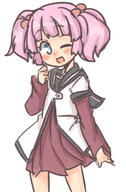 1_female 1girl bangs blue_eyes blush d dress female hair_bobbles hair_ornament mature nanamori_school_uniform one_eye_closed open_mouth pink_hair pleated_skirt rori rori_(4chan) safe school_uniform simple_background sketch skirt smile solo tied_hair twintails uniform white_background wink yoshikawa_chinatsu yuru_yuri // 629x960 // 243.4KB