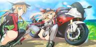 10s 2_females 2girls absurdres anchor_hair_ornament armadillo-tokage bad_id bad_twitter_id bismarck_(kancolle) bismarck_(kantai_collection) blonde blonde_hair blue_eyes bmw bmw_s1000rr breasts chromatic_aberration detached_sleeves female ground_vehicle hair_ornament hair_tie hat headwear highres kantai_collection large_breasts legs long_hair medium_breasts military military_uniform motor_vehicle motorcycle multiple_females multiple_girls peaked_cap prinz_eugen_(kancolle) prinz_eugen_(kantai_collection) safe satou_daiji sensitive smile spread_legs spreading squatting thigh-highs thighhighs tied_hair twintails uniform vehicle // 6400x3176 // 1.1MB