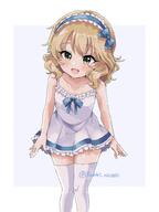 1girl blonde_hair collarbone dress general green_eyes idolmaster idolmaster_cinderella_girls medium_hair remiri_nicoeli sakurai_momoka solo thigh-highs thighhighs twitter_username white_dress white_thighhighs // 768x1024 // 77.6KB