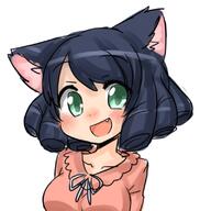 10s 1_female 1girl animal_ears black_hair blue_hair blush bow breasts cat_ears cat_girl catgirl catperson clavicle collarbone cyan cyan_(show_by_rock!!) d drawfag ears fang fangs female female_focus garrison_cap green_eyes happy high_resolution hijirikawa_cyan large_breasts looking_at_viewer mature nekomimi open-mouth_smile open_mouth pov ribbon ringlets rori rori_(4chan) rori_(artist) s safe sensitive shirt show_by_rock!! simple_background smile solo source_request sweater upper_body white_background white_ribbon // 800x800 // 338.4KB