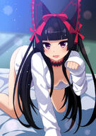 10s 1_female 1girl all_fours bangs black_hair blunt_bangs blush breasts choker cleavage commentary_request dooru_(second_my_1d) down_blouse downblouse female gate_-_jieitai_ka_no_chi_nite_kaku_tatakaeri hair_ornament hair_ribbon hairband hime_cut lace-trimmed_collar lace_trim light-skinned lipstick lolita_fashion lolita_hairband long_hair long_sleeves looking_at_viewer luscious.net makeup naked_shirt open_clothes open_mouth open_shirt paw_pose pov red_eyes ribbon rory_mercury safe sensitive shirt sleeves_past_wrists small_breasts solo straight_bangs t-shirt tsurime // 810x1146 // 455.0KB