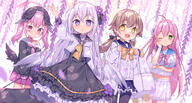 4girls ahoge ajitani_hifumi arm_under_breasts arm_up azusa_(blue_archive) backpack bag beret black_dress black_hat black_headwear black_pantyhose black_sailor_collar black_shirt black_wings blue_archive blue_sailor_collar blue_skirt blush bow braid braids breast_hold breasts brown_bow brown_hair collarbone commentary_request d dress feathered_wings flower flowers fred04142 frilled_dress frills general gray_hair green_eyes grey_hair group hair_between_eyes hair_flower hair_ornament halo hanako_(blue_archive) hat head_wings hifumi_(blue_archive) highres koharu_(blue_archive) large_breasts loli long_hair long_sleeves low_twintails low_wings make-up_work_club_(blue_archive) multiple_girls o open_mouth pantyhose parted_lips peroro_(blue_archive) pink_eyes pink_flower pink_hair pleated_skirt puffy_long_sleeves puffy_sleeves purple_eyes purple_flower purple_skirt sailor_collar school_uniform shade shimoe_koharu shirasu_azusa shirt single_braid skirt sleeves_past_fingers sleeves_past_wrists smile twintails urawa_hanako violet_eyes white_sailor_collar white_shirt wings wink wisteria yellow_eyes // 1600x860 // 1.3MB