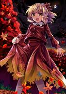 1_female 1girl aki_shizuha autumn autumn_leaves blonde blonde_hair commentary_request e.o. female forest general hair_ornament leaf leaf_hair_ornament long_hair looking_at_viewer mature moon mountain nature night night_sky open_mouth outdoors outside pov red_shirt red_skirt s safe shirt short_hair skirt skirt_hold sky smile solo touhou touhou_project yellow_eyes // 1000x1412 // 245.1KB