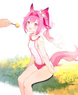 1girl animal_ears backlighting bare_arms bare_shoulders blush bow buruma candy commentary commentary_request d ear_bow feet_out_of_frame female flower_in_eye food gym_uniform hair_intakes haru_urara_(uma_musume) haru_urara_(umamusume) headband holding holding_candy holding_food holding_lollipop holding_object horse_ears horse_girl horse_tail leilin lollipop long_hair open-mouth_smile open_mouth pink_eyes pink_hair ponytail questionable red_buruma red_headband s safe shirt sitting sleeveless sleeveless_shirt smile solo_focus symbol_in_eye tail tied_hair uma_musume_-_pretty_derby uma_musume_pretty_derby umamusume white_background white_bow white_shirt // 2256x2759 // 1.6MB