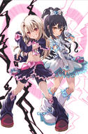 2girls arm_warmers bangs black_boots black_gloves black_hair black_legwear black_shirt black_shorts black_skirt black_socks blush boots boshi_(a-ieba) breasts brown_eyes clenched_hands clothing commentary_request cosplay crop_top cropped_shirt cure_black cure_black_(cosplay) cure_black_pose cure_white cure_white_(cosplay) cure_white_pose detached_sleeves dress earrings fatekaleid_liner_prisma_illya fate_(series) female fingerless_gloves footwear frilled_dress frilled_skirt frills full_body futari_wa_precure gloves grin hair_between_eyes hair_ornament hairclip happy heart_belt illyasviel_von_einzbern jewellery jewelry leg_warmers long_hair looking_at_viewer magical_girl midriff misumi_nagisa_(cosplay) miyu_edelfelt multiple_girls navel pose_imitation precure red_eyes safe sensitive shirt shorts shorts_under_skirt sidelocks skirt small_breasts smile socks white_boots white_dress white_footwear white_hair white_leg_warmers white_legwear yukishiro_honoka_(cosplay) // 987x1500 // 1.3MB
