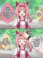 1girl 1other 2koma animal_ears artist_name closed_eyes collarbone comic commentary english_text fingerless_gloves flower_in_eye gloves gym_uniform hairband haru_urara_(bestest_prize)_(umamusume) haru_urara_(umamusume) headpat highres horse_ears horse_girl jacket kulojawa long_hair long_sleeves looking_at_viewer open_mouth pink_eyes pink_hair ponytail red_gloves red_hairband shirt sidelocks sparkle speech_bubble standing symbol_in_eye trainer_(umamusume) umamusume white_jacket white_shirt // 1536x2048 // 547.8KB