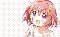 akaza_akari blush bow namori pink_hair purple_eyes short_hair third-party_edit yuru_yuri // 1314x821 // 732.4KB