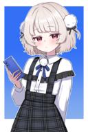 1 1girl 2025 2d_art absurdres blush cellphone clothed dress expressionless female female_focus fully_clothed general hair_ornament highres holding holding_phone loli o_henji_madakana_ojisan_koubun_(voisona) phone pixiv_131586255 pixiv_96781624 pom_pom_(clothes) pom_pom_hair_ornament red_eyes shirt short_hair skirt smartphone solo ui_(voisona) user_pska2738 virtual_youtuber voisona white_shirt zing zing_(z_z_zing) 雨衣 // 2000x3000 // 2.0MB