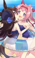 2girls 8kd animal_ears ass bangs beach blue_headwear blue_one-piece_swimsuit blue_swimsuit blush bow breast-to-breast breast_press brown_hair commentary_request day ear_bow ear_covers eyebrows_visible_through_hair female flower flower_in_eye haru_urara_(uma_musume) haru_urara_(umamusume) hat hat_flower head_tilt headband hizuki_yayoi holding holding_swim_ring horse_ears horse_girl horse_tail innertube kneepits knees_together_feet_apart long_hair looking_at_viewer multiple_girls one-piece_swimsuit open_mouth outdoors ponytail rice_shower_(uma_musume) rice_shower_(umamusume) rose s safe school_swimsuit sensitive sidelocks sukumizu swim_ring swimsuit swimsuits symbol_in_eye symmetrical_docking tail tank_suit tied_hair tilted_headwear uma_musume_-_pretty_derby uma_musume_pretty_derby umamusume ひづき夜宵 ひづき夜宵@5月末新刊発行予定 ひづき夜宵@ツイッター垢変更 ウマ娘 ウマ娘プリティーダービー ウマ娘プリティーダービー10000users入り ウマ娘プリティーダービー1000users入り ウマ娘プリティーダービー5000users入り ウラライス ハルウララ(ウマ娘) フィットネス水着 ライスシャワー(ウマ娘) 夏合宿ウラライス！ 天使 水着 水着ウマ娘 野生の公式 // 1608x2643 // 2.9MB