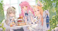 3girls animal animal_ear_fluff animal_ears bare_shoulders bird black_pantyhose blonde_hair blue_archive blue_bow bow braid braids breasts brown_hair capelet chair commentary_request crown_braid cup detached_sleeves dress drink feathered_wings flower flowers food forehead fox_ears foxgirl fred04142 general hair_bun hair_flower hair_ornament halo highres holding holding_cup holding_saucer kirifuji_nagisa leaves loli long_hair long_sleeves low_wings mika_(blue_archive) misono_mika multiple_girls nagisa_(blue_archive) on_chair orange_eyes pantyhose parted_bangs pink_eyes pink_flower pink_hair puffy_long_sleeves puffy_sleeves rose saucer seia_(blue_archive) single_side_bun sitting sleeveless sleeveless_dress sleeves_past_fingers sleeves_past_wrists small_breasts standing table tea_party_(blue_archive) teapot tiered_tray very_long_hair white_bow white_capelet white_dress white_flower white_rose white_sleeves white_wings wings yellow_bow yellow_eyes yurizono_seia // 1600x860 // 1.5MB