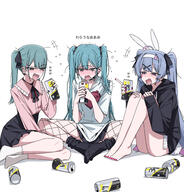 3girls alcohol animal_ears annoyed annoyed_expression background bandaid bandaid_on_knee bandaid_on_leg bare_legs barefoot beer bent_knees beverage black_hoodie black_skirt black_socks blue_hair blush bunny_ears bunny_ears_headband bunny_tail butterfly_sitting can caststation channel channel_(_caststation) channel_(caststation) collar_(animal) collar_(clothes) commentary creator_connection crying d deco*27 deco_27 drinking drunk ear_piercing fake_animal_ears fanart fanart_from_x_(twitter) fang fanged_bangs feet female fishnet fishnet_legwear fishnets frilled_collar frilled_skirt frills full_body green_eyes green_hair hair hair_ornament hair_ribbon hatsune_miku hatsune_miku_(rabbit_hole) hatsune_miku_(vampire_(deco_27)_outfit) heart heart_hair_ornament holding_drink hood hoodie indian_style_sitting jirai-kei jirai_kei kemonomimi knees_up laughing legwear light light_background long_hair long_sleeves mask medical_mask miniskirt multiple_girls multiple_persona nail_polish open_mouth piercing pink_shirt pink_top questionable rabbit_hole rabbit_hole_(deco*27caststation) rabbit_hole_(vocaloid) red_nails ribbon sad_girl_sex sad_girl_sex_(vocaloid) sensitive shirt simple_background sitting sitting_down sitting_on_floor skirt slim_waist smile socks songover spread_legs streaming_tears tail tails tears teenager teeth tied_hair toenail_polish toenails top translated translation_request twin_tails twintails twitter.com upper_teeth_only user_cphp7858 vampire_(deco_27) vampire_(vocaloid) very_long very_long_hair vocaloid white_background white_socks x_(twitter) x_cast_x yokozuwari スペシャルミク集 // 2804x2924 // 1.9MB