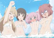 4girls accidental_exposure ahoge akaza_akari bikini black_hair blonde_hair blue_eyes blush bow breasts brown_eyes brown_hair closed_eyes day female front-tie_bikini_top front-tie_top funami_yui gelbooru gelbooru_11842327 hair_bobbles hair_bow hair_ornament hand_up loli long_hair multiple_girls navel ocean okaasan_(okaasandx) open_bikini open_clothes open_mouth outdoors pink_hair polka_dot polka_dot_bow red_hair safe sensitive short_hair side-tie_bikini_bottom sky small_breasts smile stomach surprised swimsuit toshinou_kyouko twintails wardrobe_malfunction water white_bikini yoshikawa_chinatsu yuri yuru_yuri // 4093x2894 // 7.8MB