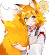 1_female 1girl animal_ear_fluff animal_ears animal_tail apron blonde_hair blush commentary_request d ears explicit explicit_content eyebrows eyebrows_visible_through_hair female female_focus fox_ears fox_girl fox_tail general hair_between_eyes hair_ornament holding_own_tail holding_tail hugging_tail looking_at_viewer nsfw nuko_miruku nukomilk open_mouth pov ribbon-trimmed_sleeves ribbon_trim safe senko_(sewayaki_kitsune_no_senko-san) sensitive sewayaki_kitsune_no_senko-san simple_background smile solo speech_bubble tail tail_hug translation_request white_background yellow_eyes うやん、もふもふしたいのかの？ ぬこみるく新刊委託中 もふりたい尻尾 世話やきキツネの仙狐さん 仙狐さん 仙狐さん1000users入り 狐耳 // 2000x2263 // 2.3MB