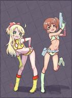2025 2d_art 2girls 3 ahoge antipopper armlet armpits artist_logo asymmetrical_hair belt_pouch bikini black_background blonde_hair blush blush_stickers boots bow bracelet breasts brown_eyes brown_hair cleavage_cutout clothing clothing_cutout contentious_content cosplay crop_top d dirty_pair duo elementary elementary_(lolipope) female flat_chest footwear full_body gelbooru gelbooru_11586234 gloves green_boots green_eyes green_footwear green_gloves groin gun hair_bow hair_ornament hair_ribbon hand_on_hip hand_on_own_hip hand_on_own_knee high_resolution himesaka_noa holding holding_gun holding_object holding_weapon hoshino_hinata jewelry large_filesize leaning leaning_forward leg_up legs legwear limited_visibility logo loli long_hair looking_at_viewer midriff minishorts multiple_girls navel noa,_hinata open-mouth_smile open_mouth orange_hair pettanko pixiv_128083765 pixiv_13848971 ponytail pose pouch red_bow red_eyes red_ribbon ribbon sensitive shadow shoes short_hair short_shorts shorts side_ponytail simple_background single_glove sleeveless small_breasts smile socks standing standing_on_one_leg stomach swimsuit tank_top thighs tied_hair twintails upper_body very_high_resolution watashi_ni_tenshi_ga_maiorita! weapon yellow_boots yellow_footwear younger_female yuri_(dirty_pair) yuri_(dirty_pair)_(cosplay) // 2660x3626 // 8.8MB