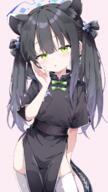 1girl animal_ear_fluff animal_ears bad_id bad_pixiv_id black_dress black_hair blue_archive blue_halo cat_ears cat_girl commentary_request cowboy_shot dress extra_ears green_eyes halo highres long_hair looking_at_viewer open_mouth paid_reward_available partial_commentary pelvic_curtain pixiv_19098713 sabana sensitive short_sleeves shun_(blue_archive) shun_(small)_(blue_archive) simple_background solo thighhighs twintails white_thighhighs シュン差分（通常、マイクロビキニ、裸） // 932x1660 // 1.0MB