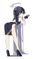 1girl absurdly_long_hair alternate_hairstyle black_dress black_gloves black_hair blue_archive breasts butterfly_hair_ornament china_dress chinese_clothes dragon_print dress gloves grey_eyes grey_halo hair_down hair_ornament halo high_heels kisaki_(blue_archive) leaning_forward loah_66 long_hair looking_at_viewer looking_back pelvic_curtain print_dress sensitive simple_background sleeveless sleeveless_dress small_breasts solo twitter.com v very_long_hair white_background // 2231x3967 // 376.2KB
