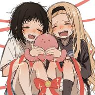 2girls black_hair black_shirt black_socks blonde_hair bow closed_eyes creature crying general hairband hashtag-only_commentary kirarazaka_marina kuze_shizuka long_hair messy_hair milktea_(gggrrr2000) multiple_girls red_bow red_ribbon ribbon shirt side-by-side sitting sketch skirt socks sparkle takopii takopii_no_genzai tears teeth upper_teeth_only wavy_mouth white_shirt white_skirt // 1024x1024 // 175.2KB