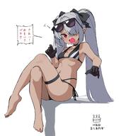 1girl bikini black_bikini black_gloves blue_archive choker crying crying_with_eyes_open dark-skinned_female dark_elf dark_skin elf eyewear_on_head gloves hair_over_one_eye happy_birthday iori_(blue_archive) iori_(swimsuit)_(blue_archive) loah_66 long_hair navel pointy_ears red_eyes sensitive simple_background sunglasses swimsuit tears translated twintails twitter.com white_background white_hair // 1985x2229 // 236.4KB