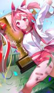 1girl animal_ears bandaid bandaid_on_leg blue_sky blush bow bruise buruma clipstudiopaint crying crying_with_eyes_open danbooru day dirty dirty_face dutch_angle fingerless_gloves gelbooru gloves grass gym_uniform hair_bow haru_urara_(umamusume) horse_ears horse_girl horse_tail illustration injury jacket looking_at_viewer medium_hair midriff_peek moko moko0225 moko_(mokomoko) moko_(moko_moko) open_clothes open_jacket pink_eyes pink_hair pixiv ponytail questionable running safe sky smile solo tail tears trophy uma_musume_pretty_derby umamusume ウマ娘 ウマ娘プリティーダービー ケモノ ハルウララ ハルウララ(ウマ娘) ピンク ブルマ 少女 馬 // 2410x4092 // 7.1MB