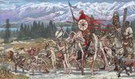 4girls 6+boys absurdres animal_skull ass axe breasts chaos_(warhammer) chaos_undivided_(symbol) completely_nude day dog extra_legs flayed_skin gelbooru gelbooru_11977935 guro helmet highres holding holding_helmet holding_knife holding_polearm holding_shield holding_unworn_helmet holding_weapon horse horseback_riding jewelry knife monster mossacannibalis mountain multiple_boys multiple_girls mummy mutation nature necklace nipples no_skin nude outdoors penis pine_tree polearm questionable reins riding saddle scabbard severed_head sheath shield shoulder_tattoo skull small_breasts spear stirrups_(riding) sword tattoo tree twitter.com uncensored unworn_headwear unworn_helmet warhammer_fantasy weapon // 3276x1904 // 1.2MB