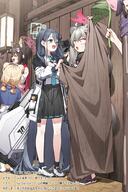 5girls ^_^ absurdres ahoge animal_ear_fluff animal_ears aris_(blue_archive) bare_shoulders black_hair black_skirt black_socks blue_archive blue_eyes blue_necktie blush closed_eyes collared_shirt d fang fox_ears fox_hair_ornament general grey_hair hair_bobbles hair_intakes hair_ornament halo highres izuna_(blue_archive) jacket long_hair long_sleeves low_twintails michiru_(blue_archive) multiple_girls necktie one_side_up open_clothes open_jacket open_mouth pleated_skirt puffy_long_sleeves puffy_sleeves raccoon_ears raccoon_girl raccoon_hair_ornament raccoon_tail ribbed_socks sandals shirt shoes short_eyebrows short_twintails skirt sleeveless sleeveless_shirt smile socks standing tail thick_eyebrows translation_request tsukuyo_(blue_archive) twintails very_long_hair white_jacket white_sandals white_shirt white_shoes wide-eyed yukie_(kusaka_shi) // 1949x2932 // 868.9KB