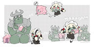 1boy 1girl 21_aspect_ratio 3boys ^_^ armor arrow_(symbol) black_bow black_dress black_hair_ornament black_hairband blonde_hair blush_stickers bodily_fluids bow clothing colored_skin d dress ears eyes_closed eyewear fake_horns fang fangs female flower frilled_hairband frills goggles green_skin grey_background grey_helmet hair_bow hair_flower hair_ornament hairband head_bump headdress headwear helmet holding horned_headwear horned_helmet horns in_profile juliet_sleeves knees_up landscape legwear long_sleeves maid maid_headdress male multiple_boys musical_note open-mouth_smile open_mouth orc outline pantyhose pointed_ears puffy_sleeves red_eyes red_flower red_rose rose running s sankaku sankaku_78myq2bynme saru saru_1127 simple_background sitting smile sparkle spoken_musical_note tears tusks twitter.com twitter_username uniform username waaagh! warhammer_40k white_background white_legwear white_outline white_pantyhose x_x // 1200x600 // 288.4KB