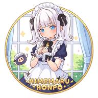 1girl apron black_bow black_bowtie blue_dress blue_eyes bow bowtie closed_mouth commentary_request dress general hair_bow looking_at_viewer maid maid_headdress medium_hair onyhakase original puffy_short_sleeves puffy_sleeves short_sleeves sidelocks solo twintails white_apron white_hair white_wrist_cuffs wrist_cuffs // 680x680 // 393.7KB