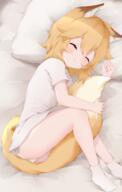 1girl absurdres animal_ear_fluff animal_ears bed_sheet blaya_art brown_hair closed_eyes closed_mouth commission fang female fox_ears fox_girl fox_tail gelbooru gelbooru_11824029 hair_between_eyes highres hugging_own_tail hugging_tail legwear loli lying no_pants non-web_source on_side panties pillow senko_(sewayaki_kitsune_no_senko-san) sensitive sewayaki_kitsune_no_senko-san shirt short_hair skin_fang sleeping socks solo tail underwear vgen_commission white_legwear white_panties white_shirt white_socks // 2453x3876 // 3.5MB
