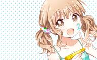 blush brown_eyes brown_hair fang namori oomuro_sakurako short_hair third-party_edit tied_hair twintails yuru_yuri // 1314x821 // 791.9KB
